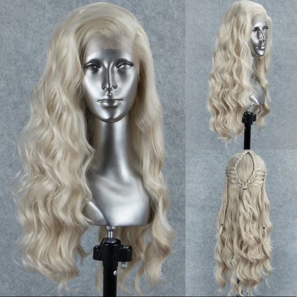 ?Fioni 22” Platinum Blonde Lace Front Wig *NWT*? Platinum Blonde Lace Front Wigs Human Hair #60 Body Wave  main image 3